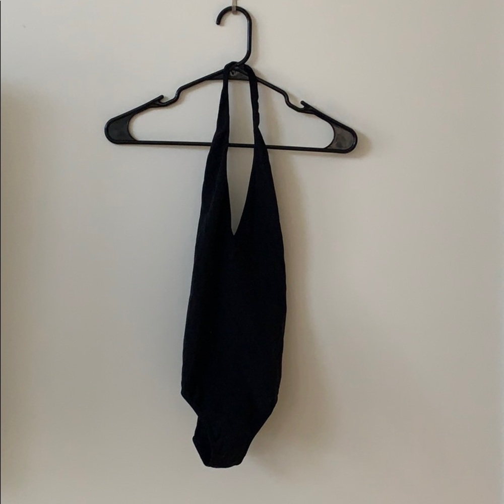 Black halter bodysuit